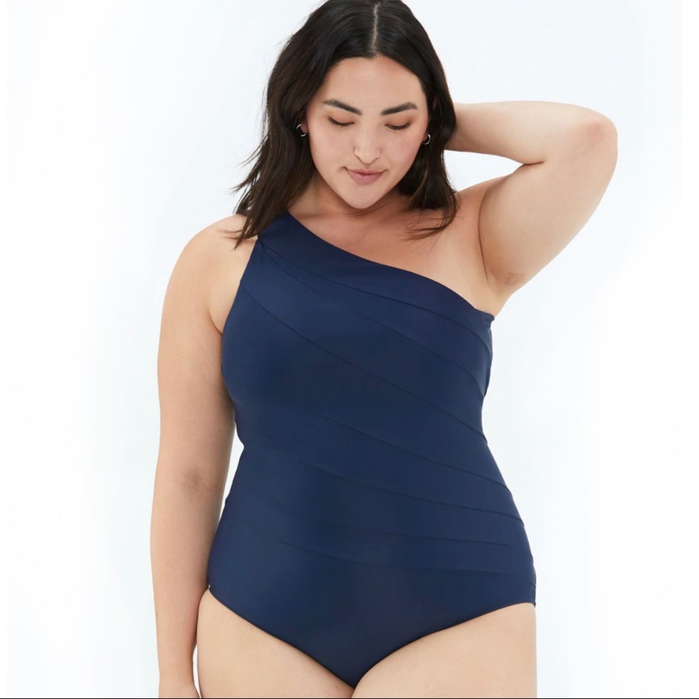 summersalt Navy One-Shoulder One-Piece Swimsuit